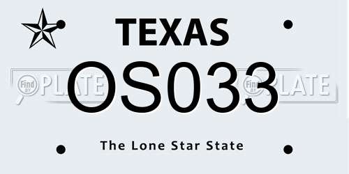 OS033 Texas License Plate