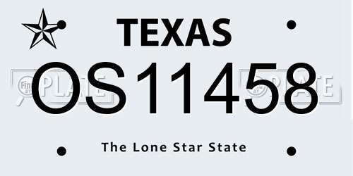 OS11458 Texas License Plate