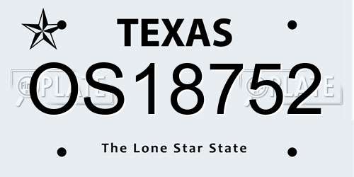 OS18752 Texas License Plate