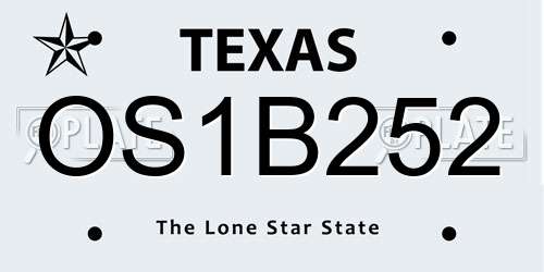 OS1B252 Texas License Plate