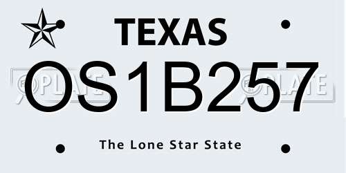OS1B257 Texas License Plate