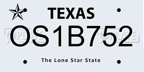 OS1B752 Texas License Plate