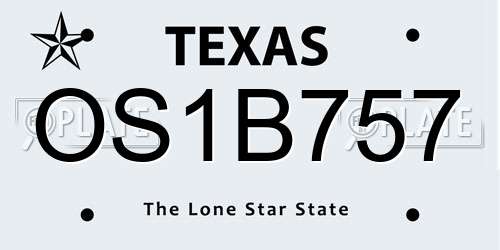 OS1B757 Texas License Plate