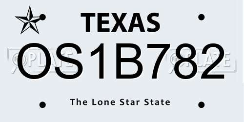 OS1B782 Texas License Plate
