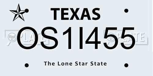 OS1I455 Texas License Plate