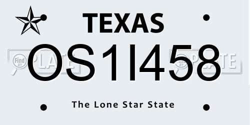 OS1I458 Texas License Plate