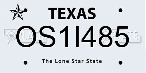 OS1I485 Texas License Plate
