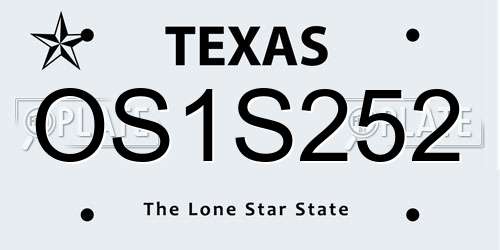 OS1S252 Texas License Plate