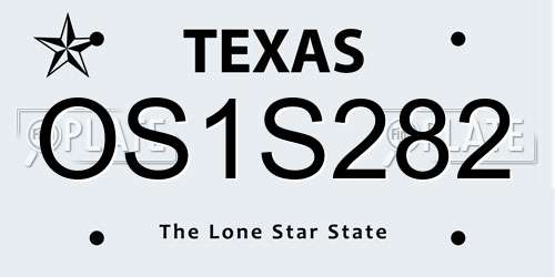 OS1S282 Texas License Plate