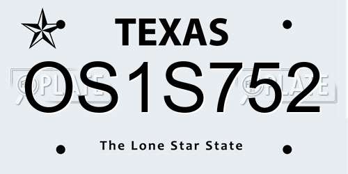 OS1S752 Texas License Plate