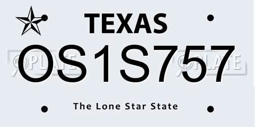 OS1S757 Texas License Plate