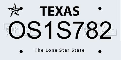 OS1S782 Texas License Plate