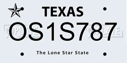 OS1S787 Texas License Plate