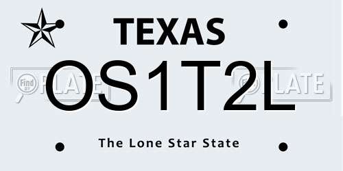 OS1T2L Texas License Plate