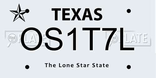 OS1T7L Texas License Plate