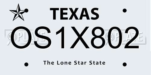 OS1X802 Texas License Plate