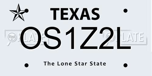 OS1Z2L Texas License Plate