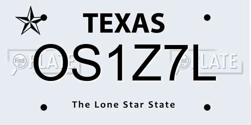 OS1Z7L Texas License Plate