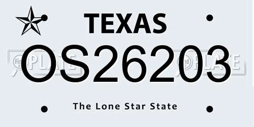 OS26203 Texas License Plate