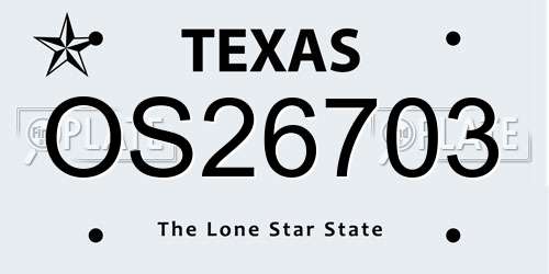 OS26703 Texas License Plate