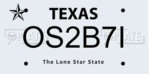 OS2B7I Texas License Plate