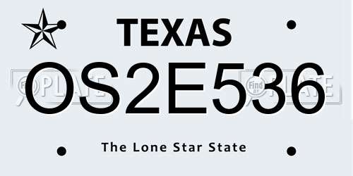 OS2E536 Texas License Plate