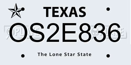 OS2E836 Texas License Plate