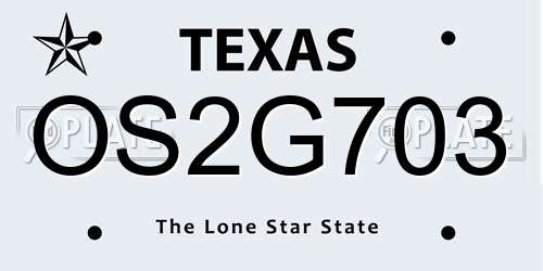 OS2G703 Texas License Plate