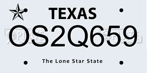 OS2Q659 Texas License Plate