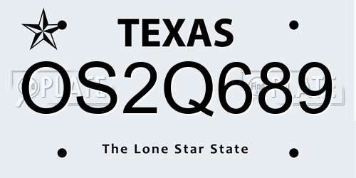OS2Q689 Texas License Plate