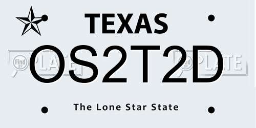 OS2T2D Texas License Plate