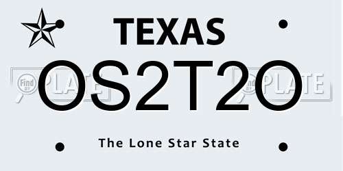 OS2T2O Texas License Plate