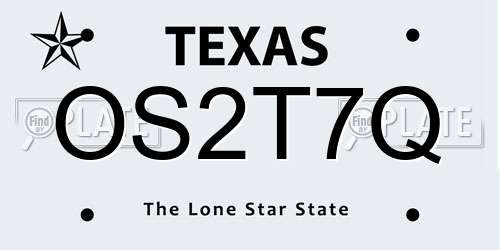 OS2T7Q Texas License Plate
