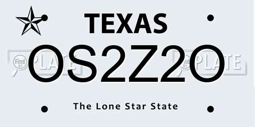 OS2Z2O Texas License Plate