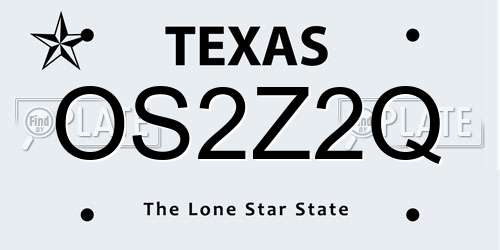 OS2Z2Q Texas License Plate