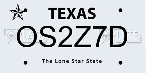OS2Z7D Texas License Plate