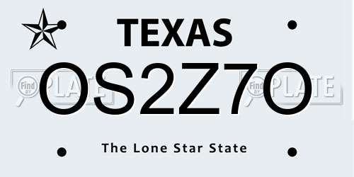 OS2Z7O Texas License Plate
