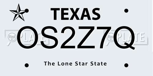 OS2Z7Q Texas License Plate