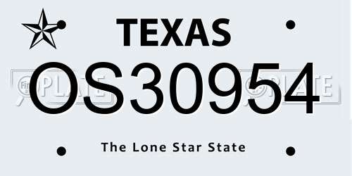 OS30954 Texas License Plate