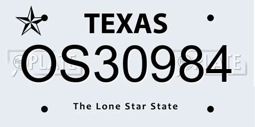 OS30984 Texas License Plate