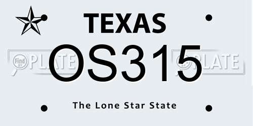 OS315 Texas License Plate