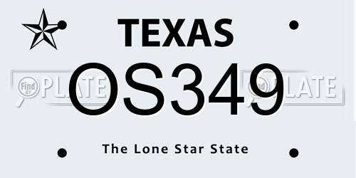 OS349 Texas License Plate