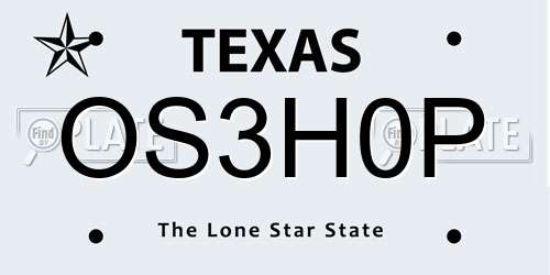 OS3H0P Texas License Plate