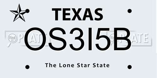 OS3I5B Texas License Plate