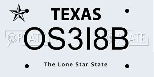 OS3I8B Texas License Plate