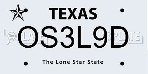 OS3L9D Texas License Plate