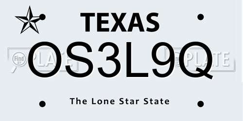 OS3L9Q Texas License Plate