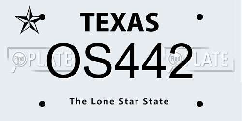 OS442 Texas License Plate