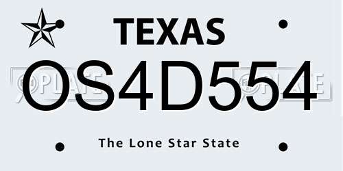 OS4D554 Texas License Plate
