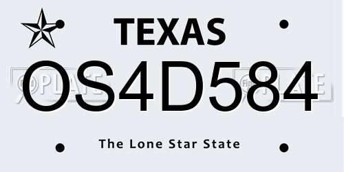 OS4D584 Texas License Plate